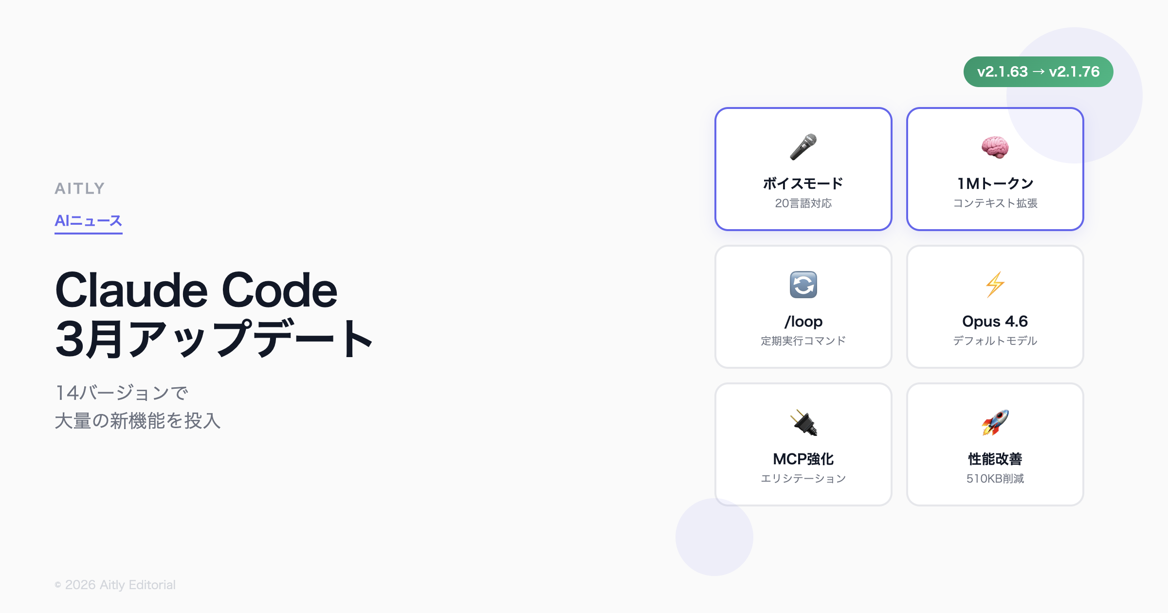 Claude Code 2026年3月アップデートまとめ - ボイスモード、1Mトークン等